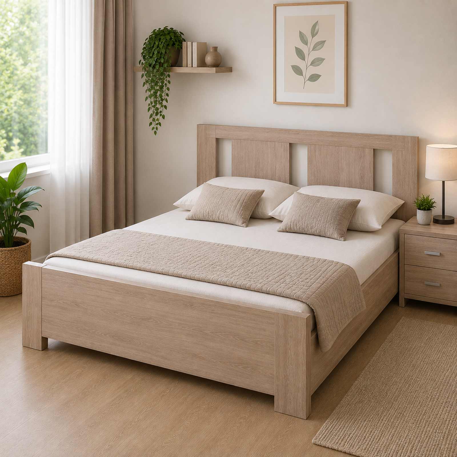 dvouluzkova-postel-lamino-bardolino Dvoulůžková postel z lamina v dekoru Bardolino s moderním hlavovým čelem