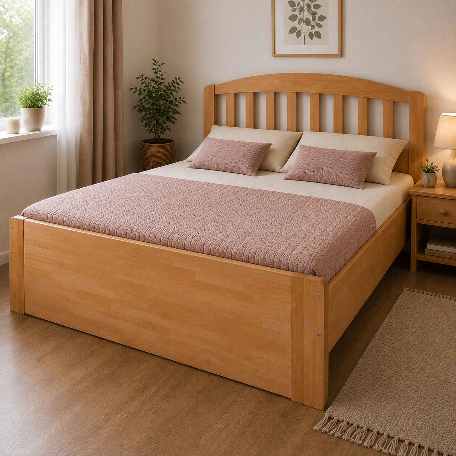 dvouluzkova-postel-masiv-obloukove-celo-vyssi-matrace Dvoulůžková postel z masivního dřeva s obloukovým laťkovým čelem